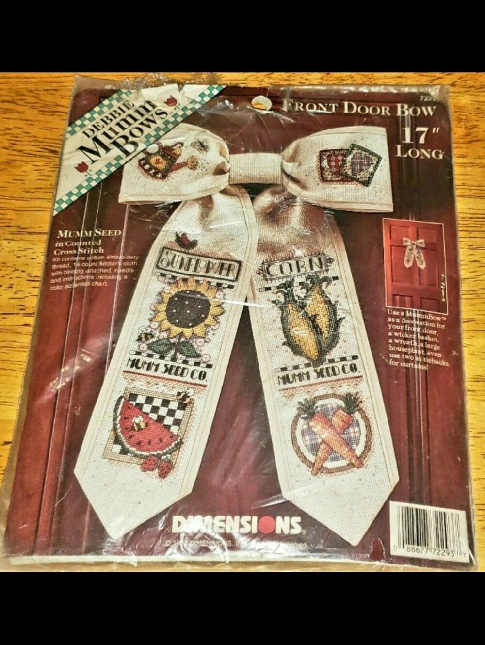 Vintage 1996 Dimensions Debbie Mumm Bows "Mumm Seeds" In Cross-Stitch Bow Kit